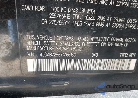 2000 Mercedes-Benz Ml 430 z USA, uszkodzony, nr VIN 4JGAB72E6YA166153